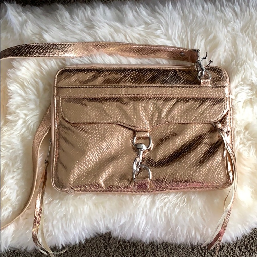 Rose-gold snakeskin lap top/ipad bag